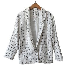 Women’s White Lined Blazer Jacket Small